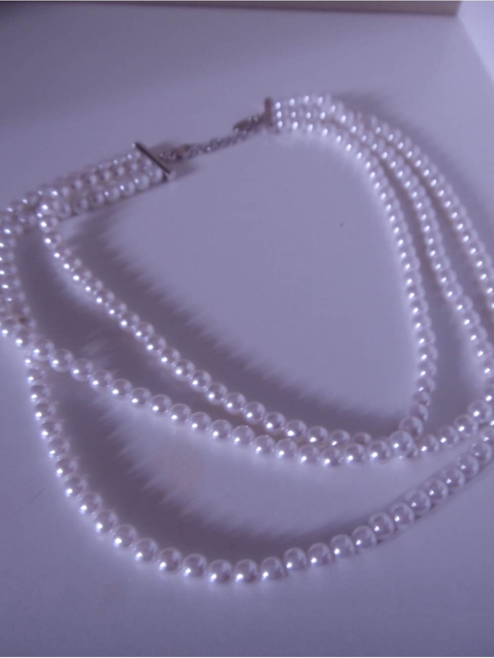 Multi-Strand White Pearl Necklace - Elegant Layered Design